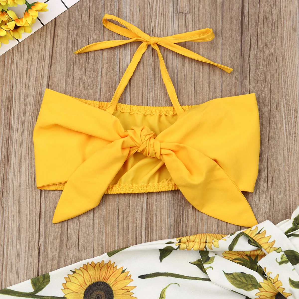 Лидер продаж 2 предмета одежда с подсолнухами для маленьких девочек жилет на