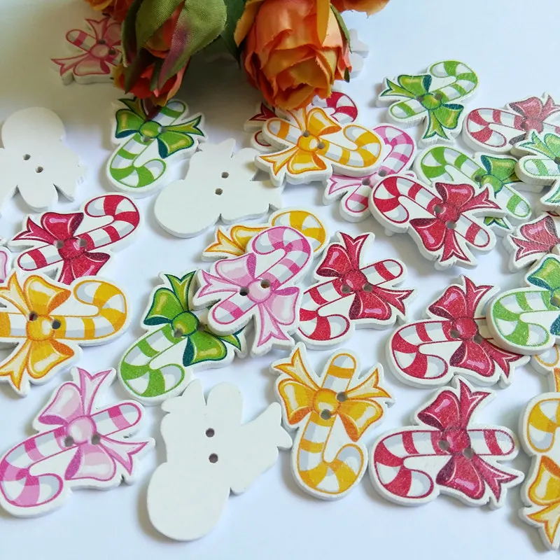 40 шт. рождественские швейные принадлежности пуговицы деревянные кабошоны для