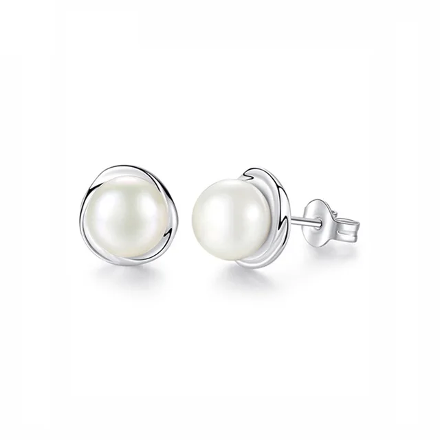 Pearl Оригинальные 925 пробы серебряные серьги-гвоздики Любовь Сердце& пчела золотые серьги для женщин модные ювелирные изделия - Metal Color: Pearl