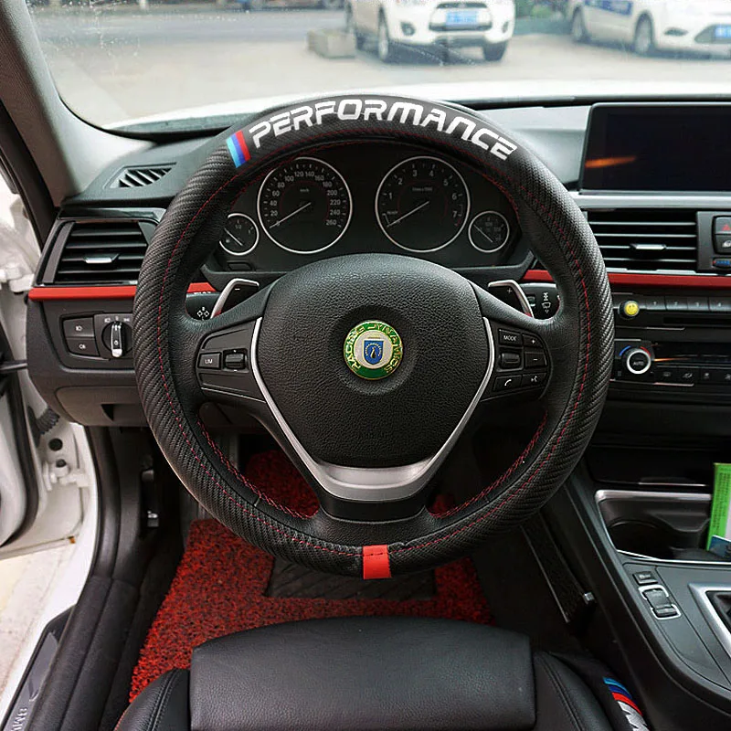 Чехол на руль автомобиля размер M power для BMW E60 E46 E39 E90 F30 E36 F10 X5 E70 E53 E30 F20 E34|Наклейки