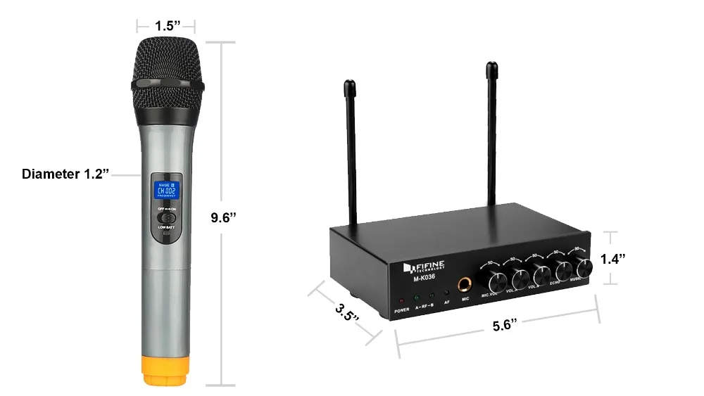 Fifine UHF двухканальный микрофон система с двумя беспроводными ручными микрофоном для семьи KTV бар часть небольшой открытый сценический K036