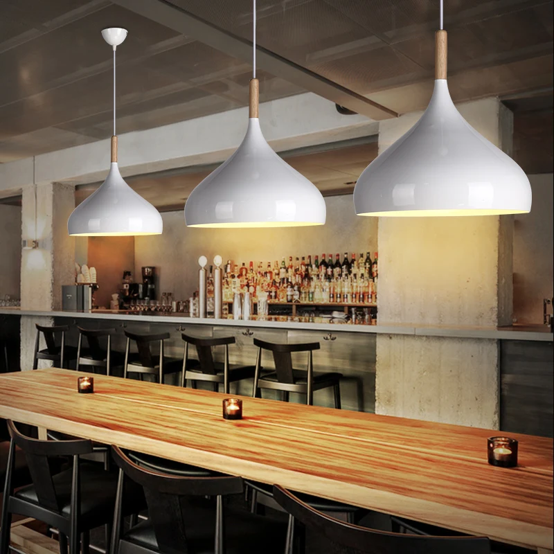 Современный Железный подвесной светильник из твердой древесины в скандинавском