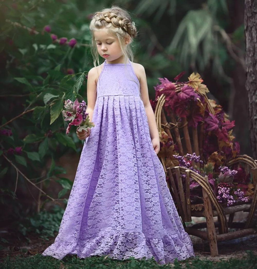 2-8T Princess Bohemian Summer Girls Lace Dresses 2019 Floor Length Baby Girl Backless Kids Wedding Party Clothes | Детская одежда и
