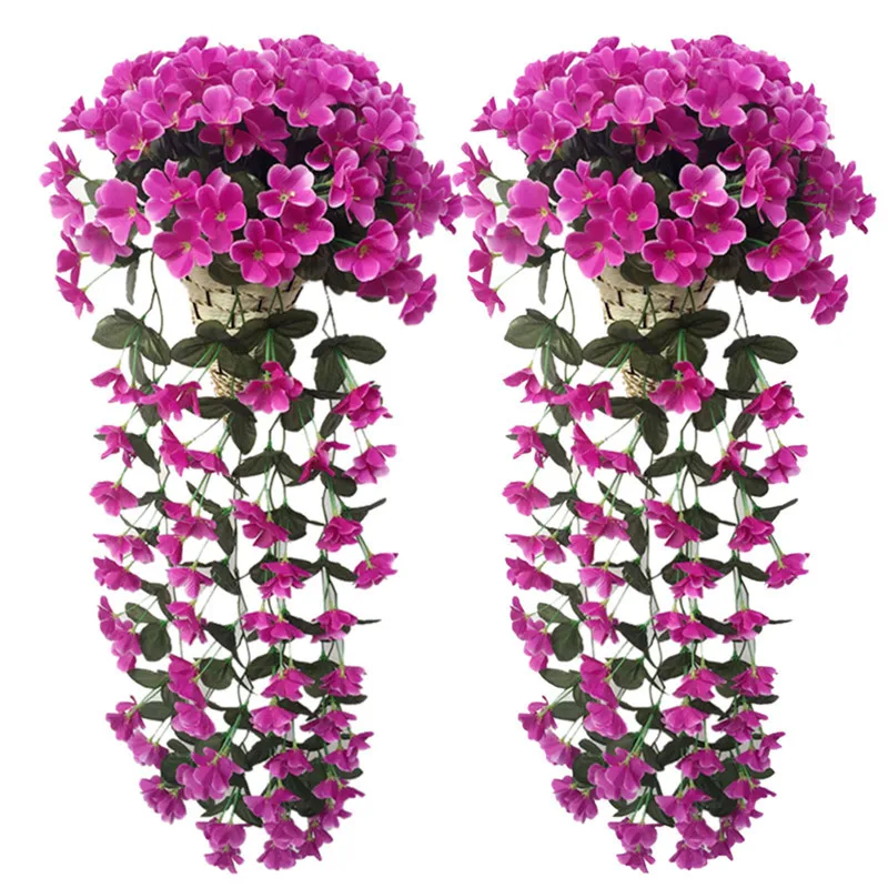 2PCS Purple Hoomall, искусственные фиолетовые цветы, Настенная Корзина Глицинии, имитация ротанга, растение для свадьбы, украшения для дома, сада, вечерние, Декор - Цвет: 2PCS Purple