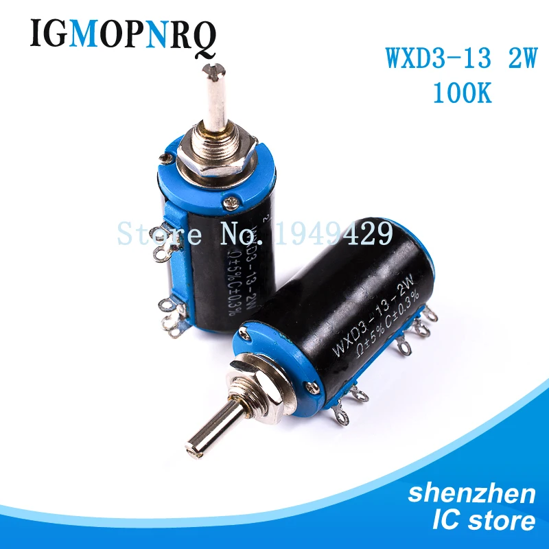 2 шт./лот WXD3-13-2W вал Dia 100K Ohm вращающийся боковой многооборотный потенциометр |
