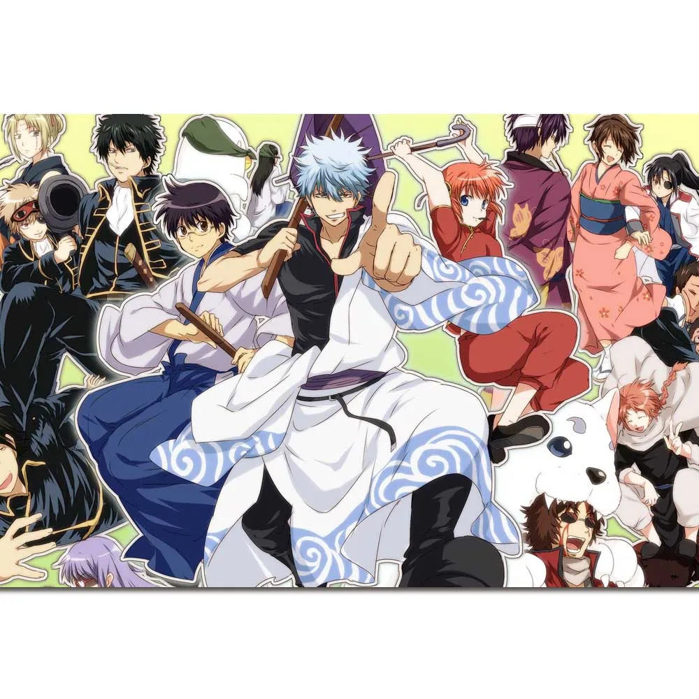 Gintama японского аниме искусство шелковая ткань плакат печать 24x36 дюймов 32*48