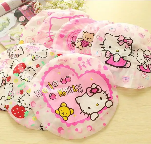 Рисунок «Hello Kitty» Ванная комната Шапочки для душа милый мультфильм Водонепроницаемый душ Кепки утолщение поставка в произвольной последовательности Вес 5 г 1 шт