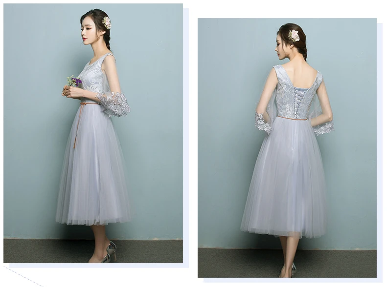 2018 new popular design ladies gray bridesmaid ball dress style sleeves sexy birthday party dresses for teens free shipping | Свадьбы и