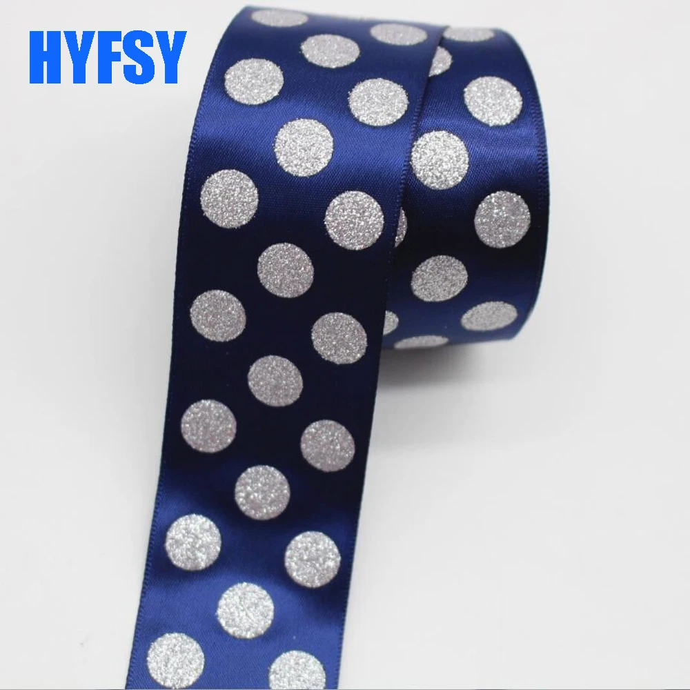 Hyfsy 1-1/2 38 мм Серебряная лента в горошек 10 ярдов DIY головной убор подарочная упаковка материалы ручной работы Полиэстер Сатин Серебряный Порошок