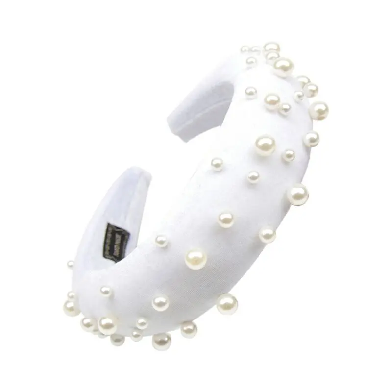 2 CN аксессуары для волос жемчуг мягкий ободок для волос для женщин широкая бархатная повязка на голову для девочек обруч для волос сплошной цвет головной убор - Цвет: 2