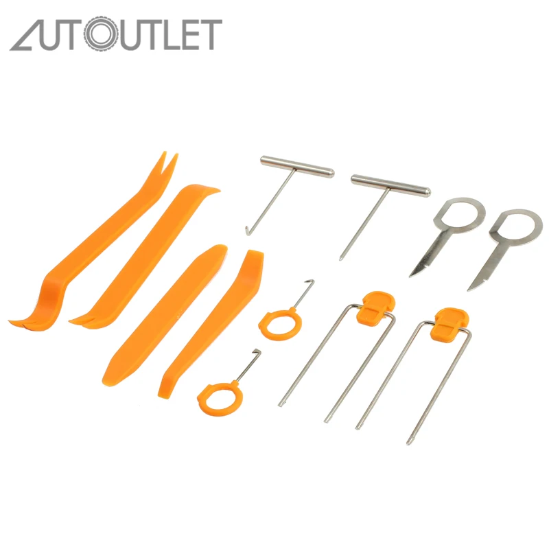 AUTOUTLET 12pcs Car Radio Door Clip Panel Trim Dash Audio Plastic Removal Pry Tools Kit Set Styling DIY Repairing Accessories |