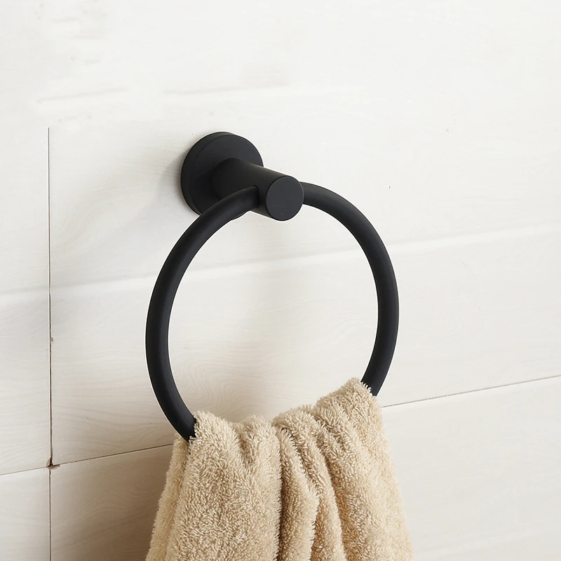 

Personality Contemporary Brushed Black 304 Stainless Steel Towel Ring Towel Holder Towel Bar Mounting Bathroom Products GD60