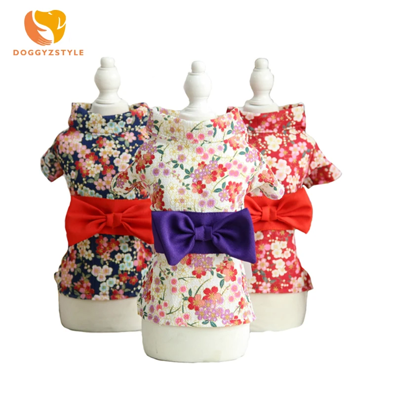 Летнее платье для питомца собаки кошки галстук-бабочка японское кимоно халат