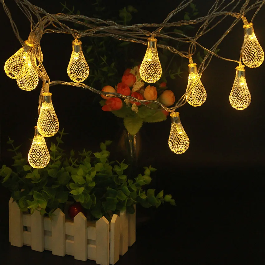 

4M 20pcs Metal Drop 8 Modes Garland Fairy String Light Christmas Decoration 220V Indoor Outdoor Party Wedding New year Lights