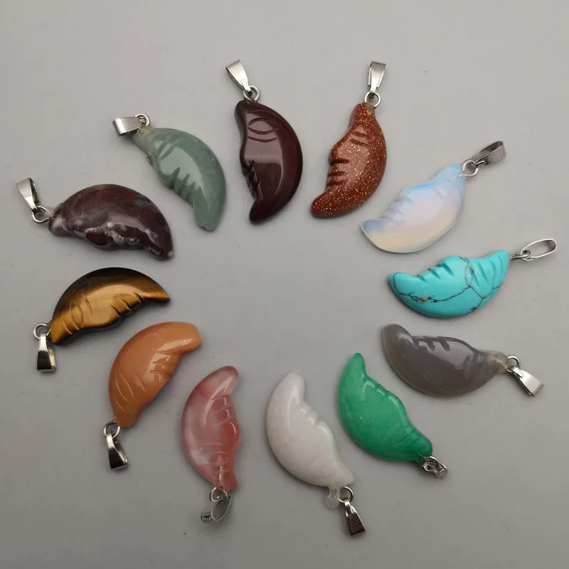 Модные подвески 12 шт./лот медведь Ангел слон луна из натурального камня и