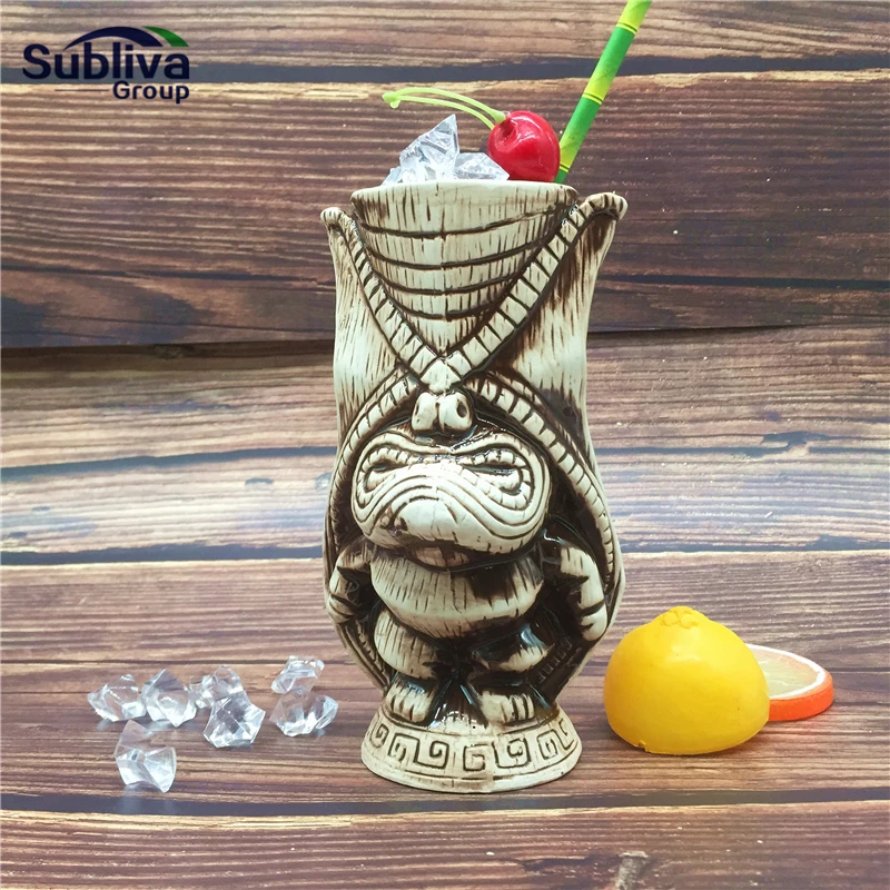 400 мл Hawaii Tiki кружки, Коктейльная чашка, пивная кружка для напитков, кружка для вина, керамическая Пасхальная кружка Tiki, барная кружка, инструмент
