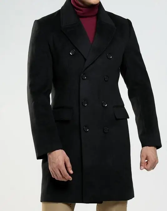 

S-5XL HOT / Spring Men's New Fashion Simple windbreaker casual double-breasted woolen jacket