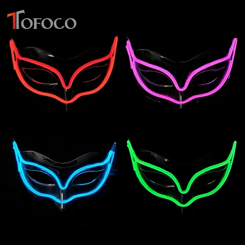 TOFOCO El Light маска лиса игрушка для Хэллоуина Светящиеся в темноте мигающие игрушки