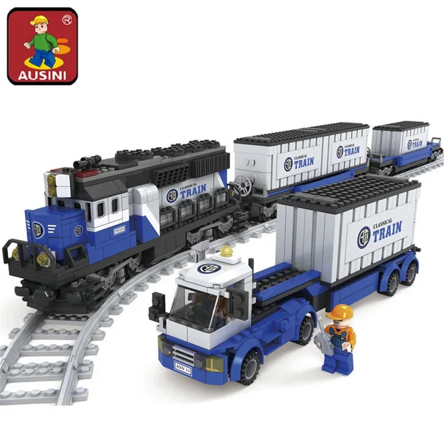 AUSINI 1008 шт. строительные блоки для железных дорог сборные игрушки детей
