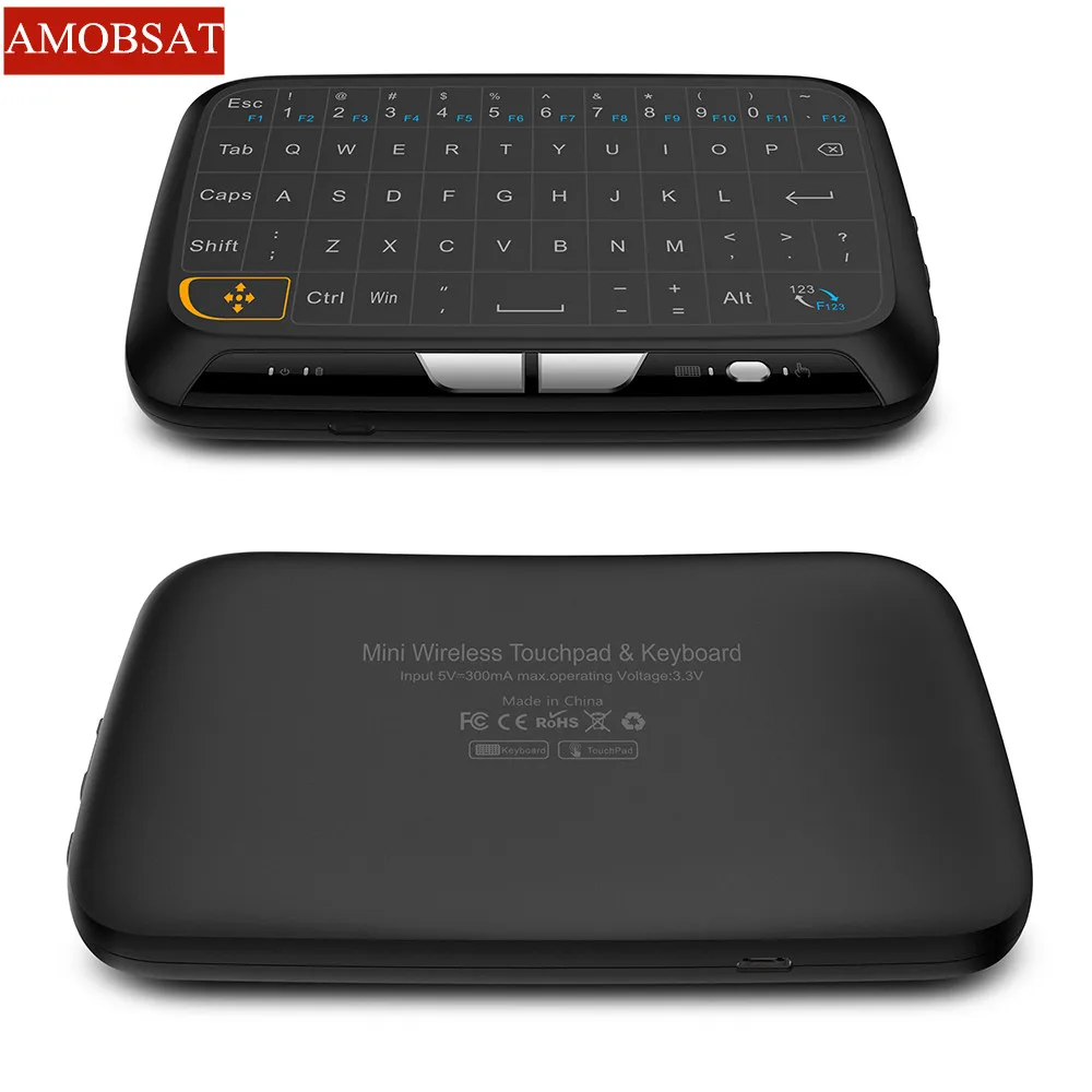 AMOBSAT H18 Mini USB 2,4 Ghz Беспроводная виртуальная клавиатура Touchpad мыши воздуха Мышь резина с Li Батарея для ПК Xbox 360 PS4 ТВ коробка