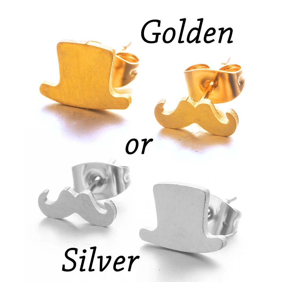 Hat Beard Трендовые золотые и серебряные минималистичные серьги-гвоздики из нержавеющей стали для женщин, модные вечерние серьги, ювелирные аксессуары - Окраска металла: Hat Beard