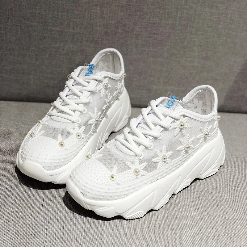 Женские кроссовки на массивном каблуке модные женские туфли платформе с