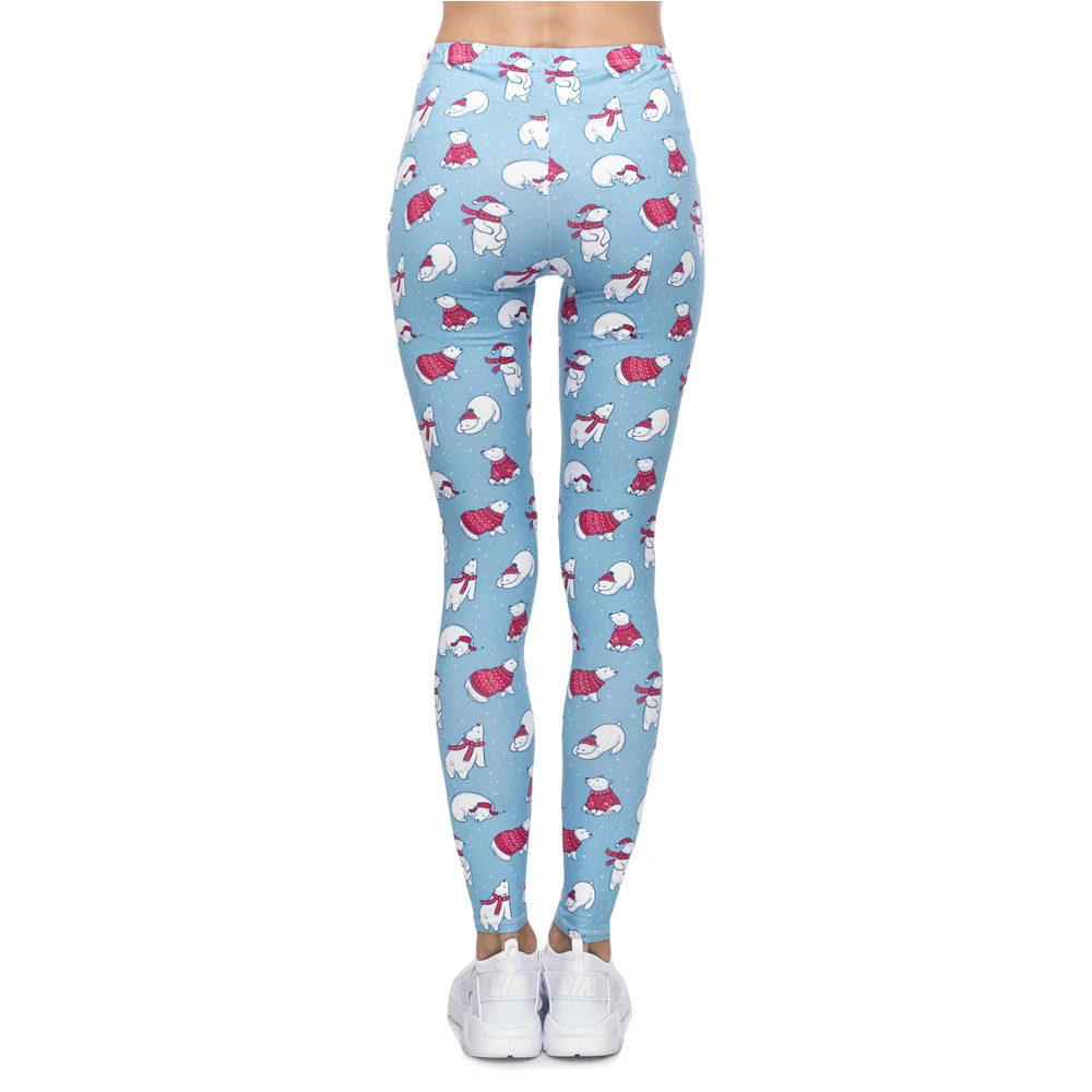 Высококачественные женские леггинсы с рождественским принтом белых медведей
