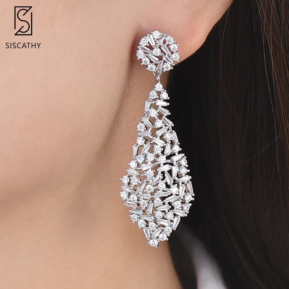 Sisathy Модные женские свадебные серьги геометрической формы полые полностью