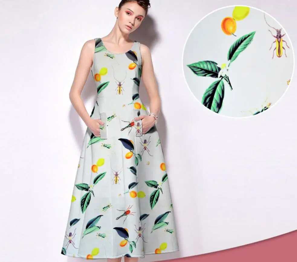 2 метра печати муравья фрукты цветок полиэфирная ткань для одежды шитье модное