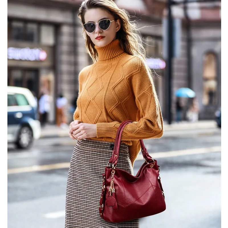 

2020 Luxury Tassel Women Handbags Designer Shoulder Bag High Quality Leather Tote Bags For Women Ladies hobos Hand Bag Sac