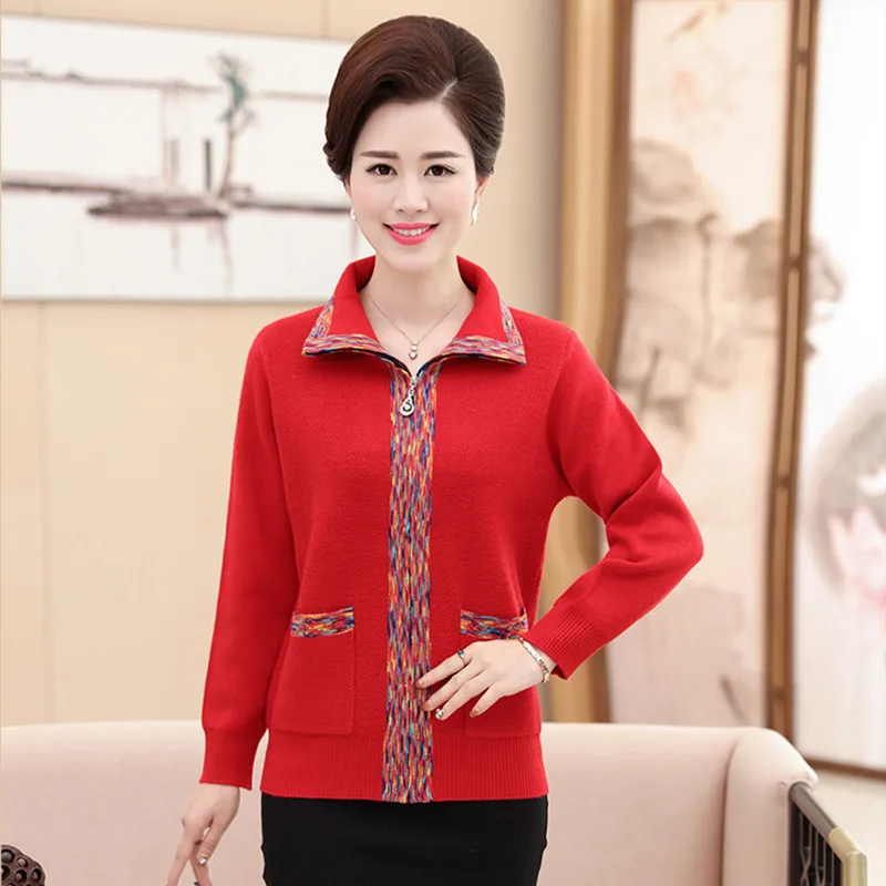 2019 Весенняя новинка женщин среднего возраста свитер мать загружены кашемировый