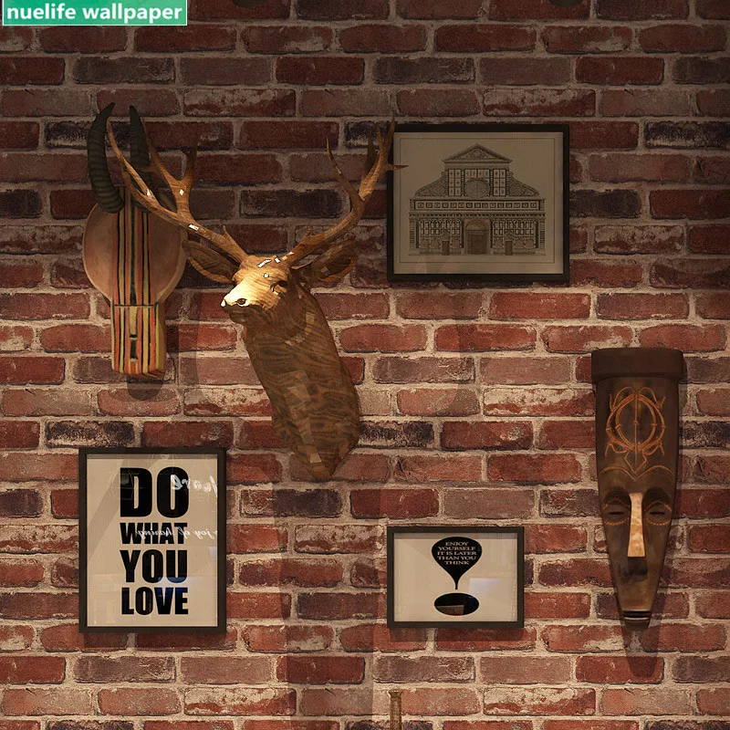 Ретро стиль имитация кирпичного узора обои Парикмахерская Ресторан магазин