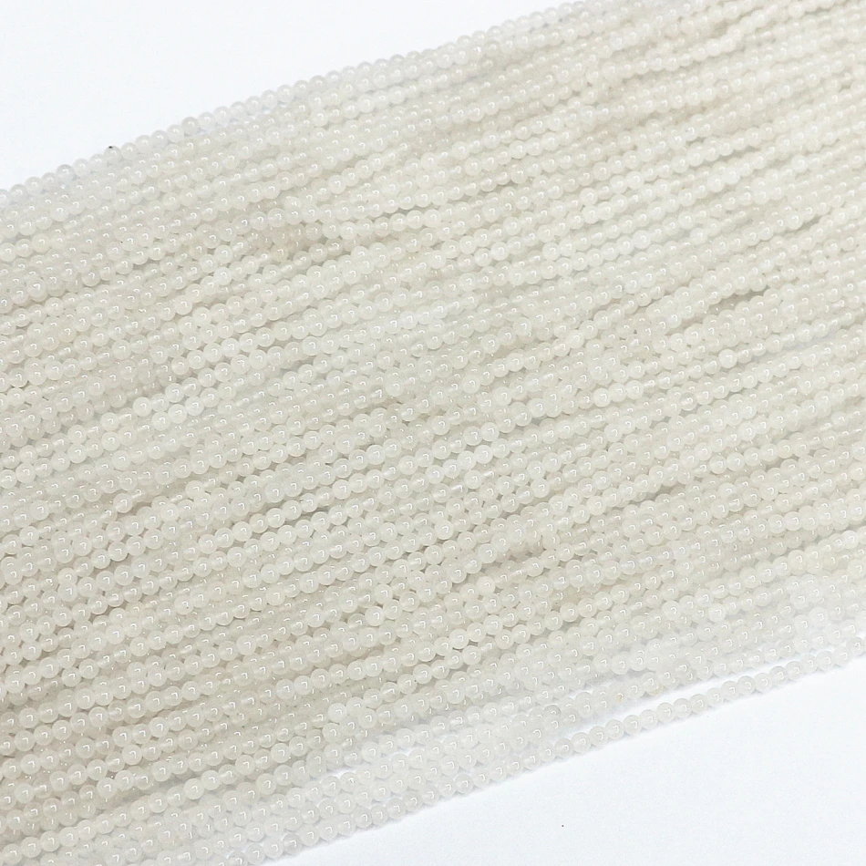 Натуральный белый халцедон Нефритовый камень 2 мм 3 модный Камень круглые бусины