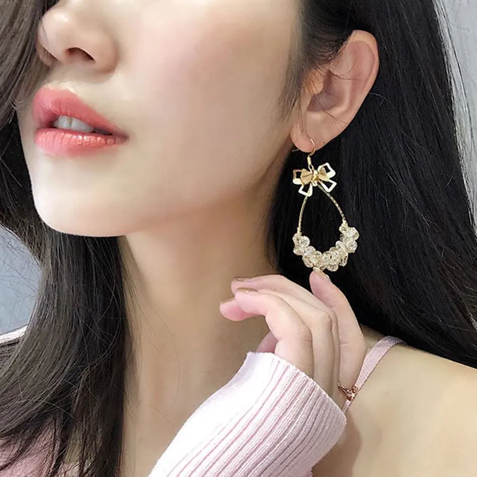TrinketSea Мода бантом сетки серьги для Для женщин Проволочная сетка чистая