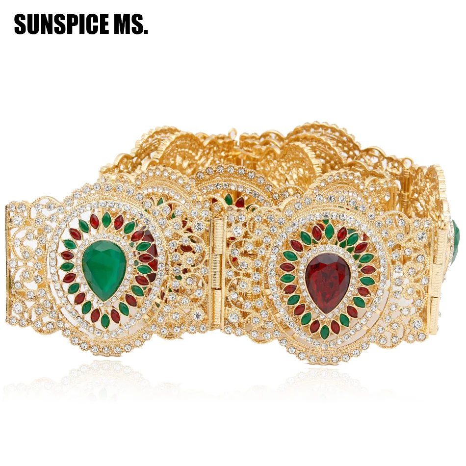 SUNSPICE-MS, золотой цвет, марокканский кафтан, ремень, широкая сторона, большие стразы из смолы, свадебная цепочка на талию, регулируемая длина