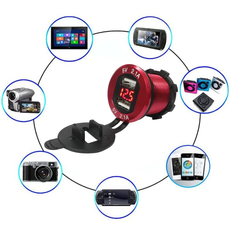 Двойной USB разветвитель для автомобиля прикуривателя а алюминиевая розетка 12 В 24