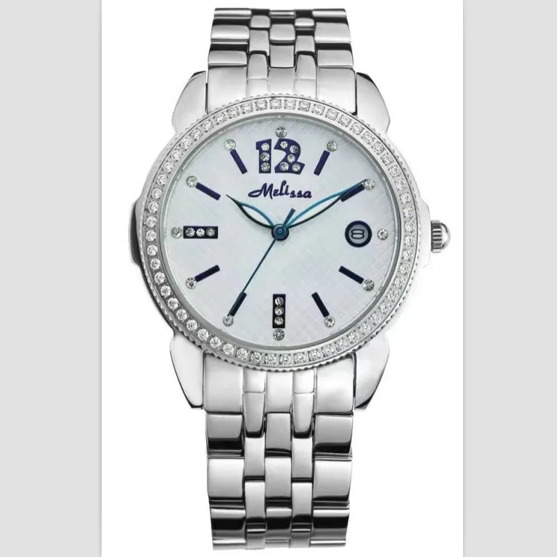 Женские кварцевые часы с календарём и кристаллами|Женские наручные часы| |