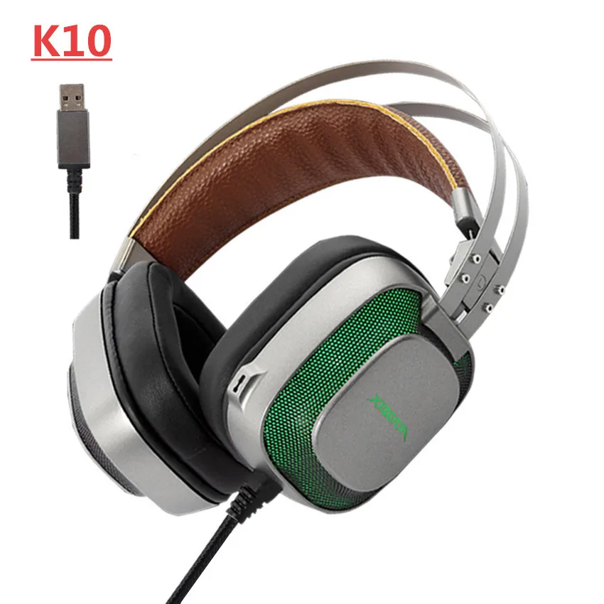 XIBERIA K3/K5/K9/K10 USB Игровые наушники Virtual 7,1 объемный звук стерео бас гарнитура с микрофоном светодиодный для компьютера геймера