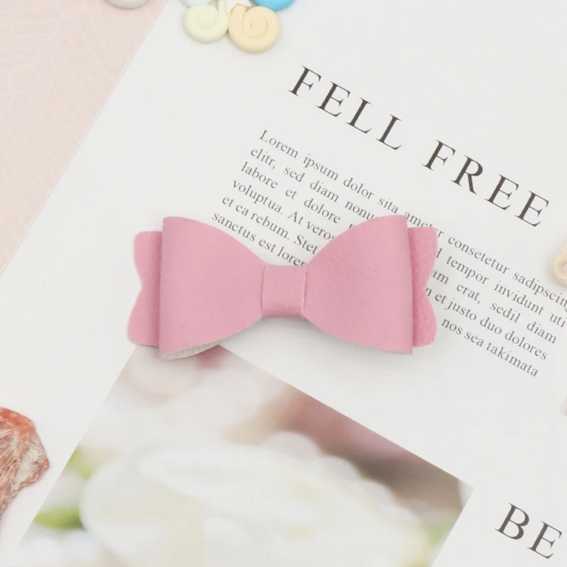12pcs Pink 12 шт/лот красочные детские ПУ кожаный обруч для волос Детские Луки заколка для волос DIY ручной работы детские зажимы для волос девушка мода DIY аксессуары для волос - Цвет: 12pcs Pink