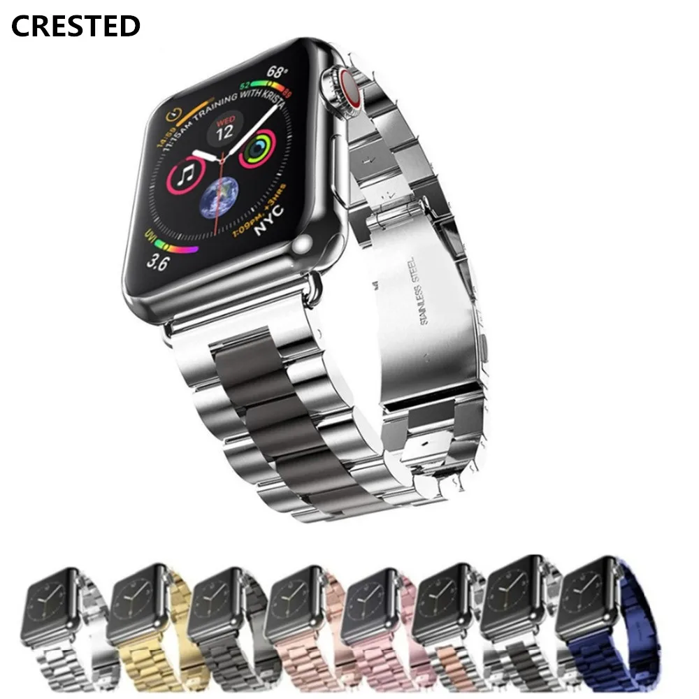 Хохлатая ремешок для Apple Watch 3 42 мм 38 мм для iwatch 3 2 1 из нержавеющей стали наручные часы группа Ссылка Браслет ремешок для часов Ремешок