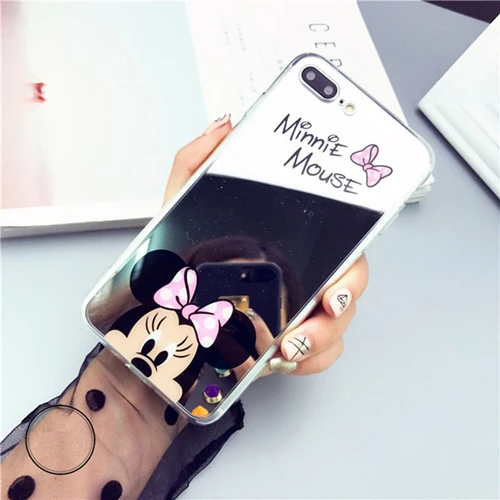 Pink Minnie BSLIUFANG популярный мультяшный силиконовый мягкий чехол для iPhone X XS Max XR TPU прекрасное Зеркало чехол для iPhone 7 8 6 6S Plus чехол s - Цвет: Pink Minnie