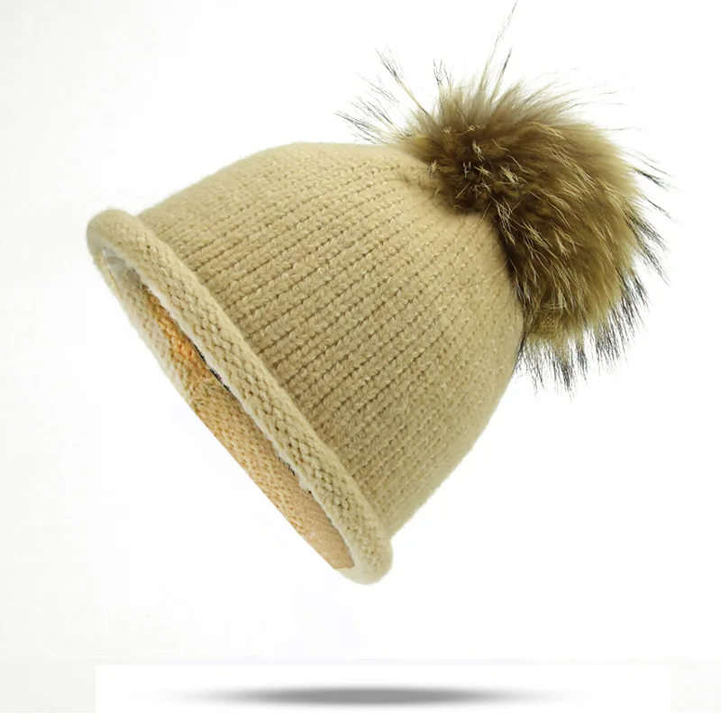 Настоящая гофрированная шапка из меха норки и лисы помпоны зимняя женская для