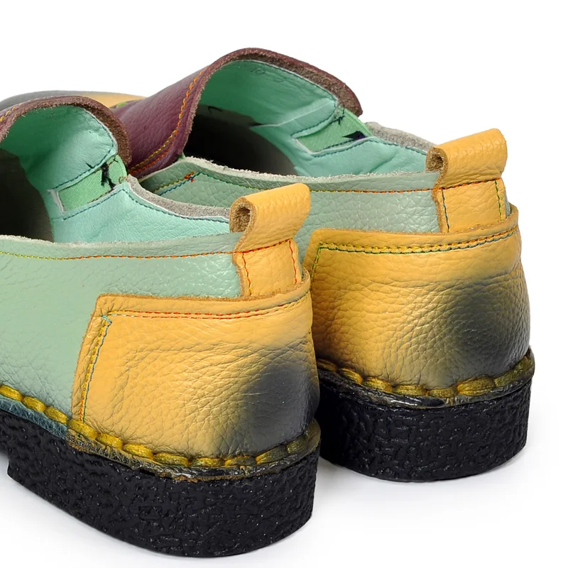 

CEYANEAO2018 Fashion Women Shoes Genuine Leather Loafers Women Mixed Colors Casual shoes Handmade Soft Comfortable Shoes Women