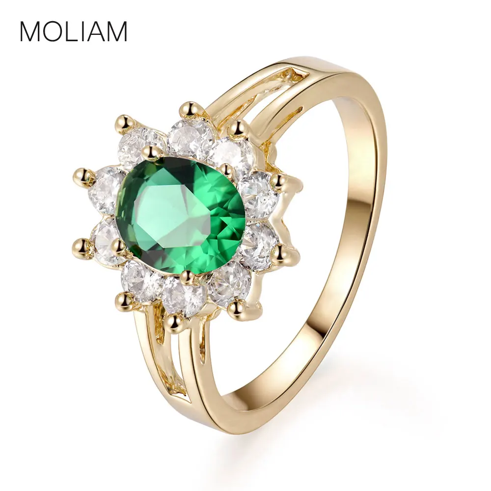 MOLIAM роскошные брендовые кольца миди для женщин Белый/Зеленый Кристалл