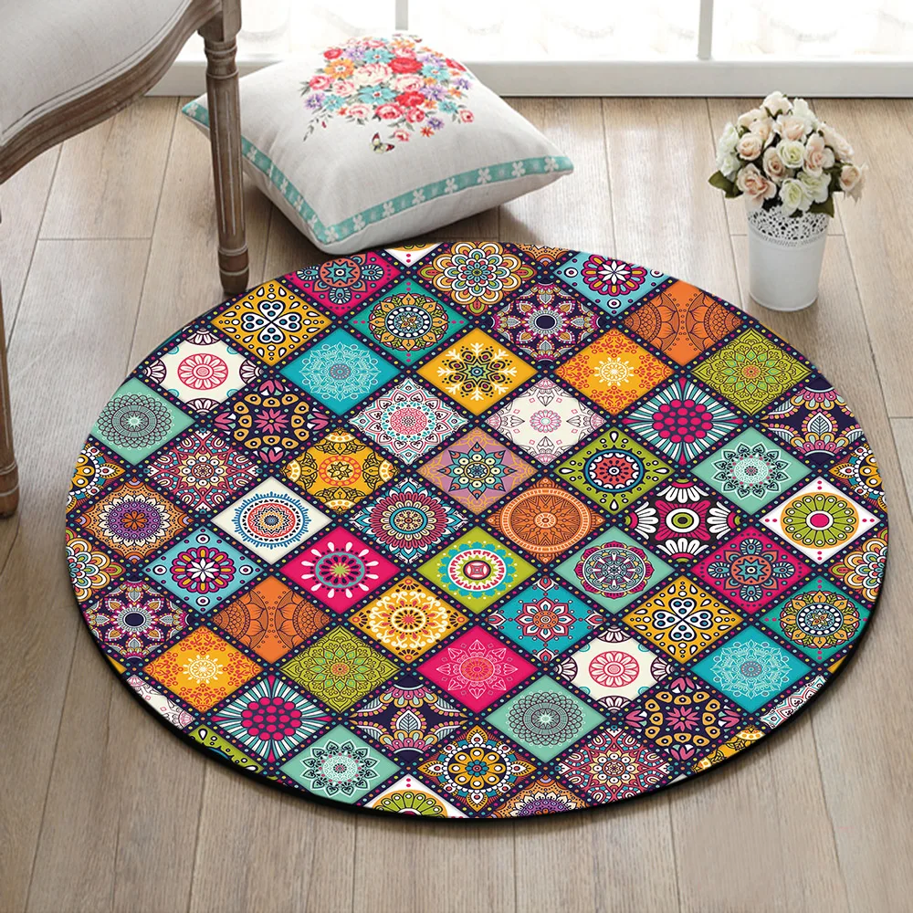 Цветочный узор в виде мандалы круглый ковер и для детей дома гостиной с эффектом