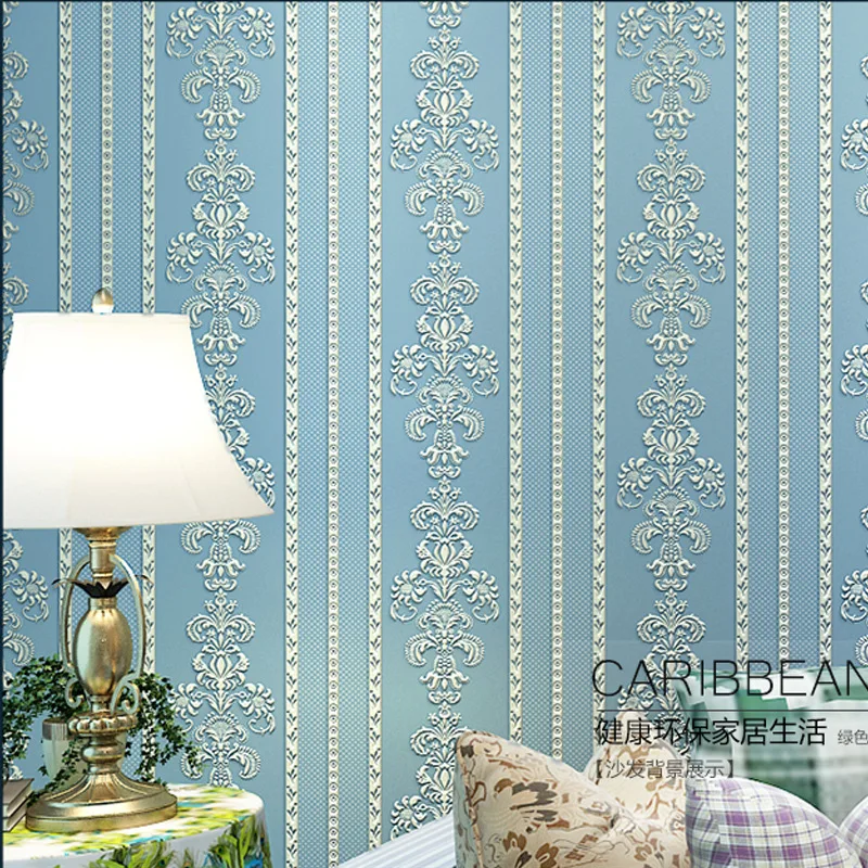 

Beibehang 3D Stereo Nonwovens Flocking Wallpaper Hotel Living Room Bedroom TV Sofa Striped Background wall 3d wallpaper roll
