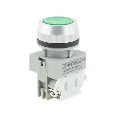 

AC 380V 3A SPST 2-Terminal Momentary Green Flat Push Button Switch