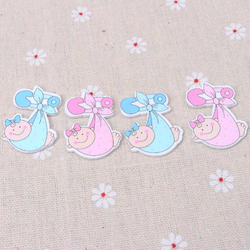

Blue pink Girl Boy Painting Wooden Handmade Buttons DIY Scrapbooking Craft Accessories for kids Home decoration 20pcs 35mm
