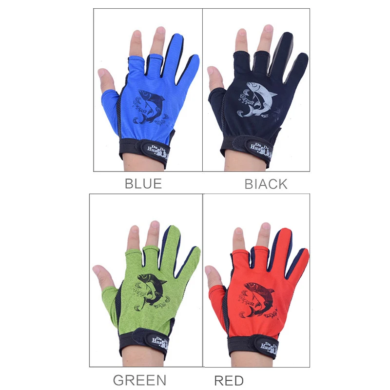 1 пара спортивные кожаные перчатки Рыбалка 3 Half-finger дышащие противоскользящие