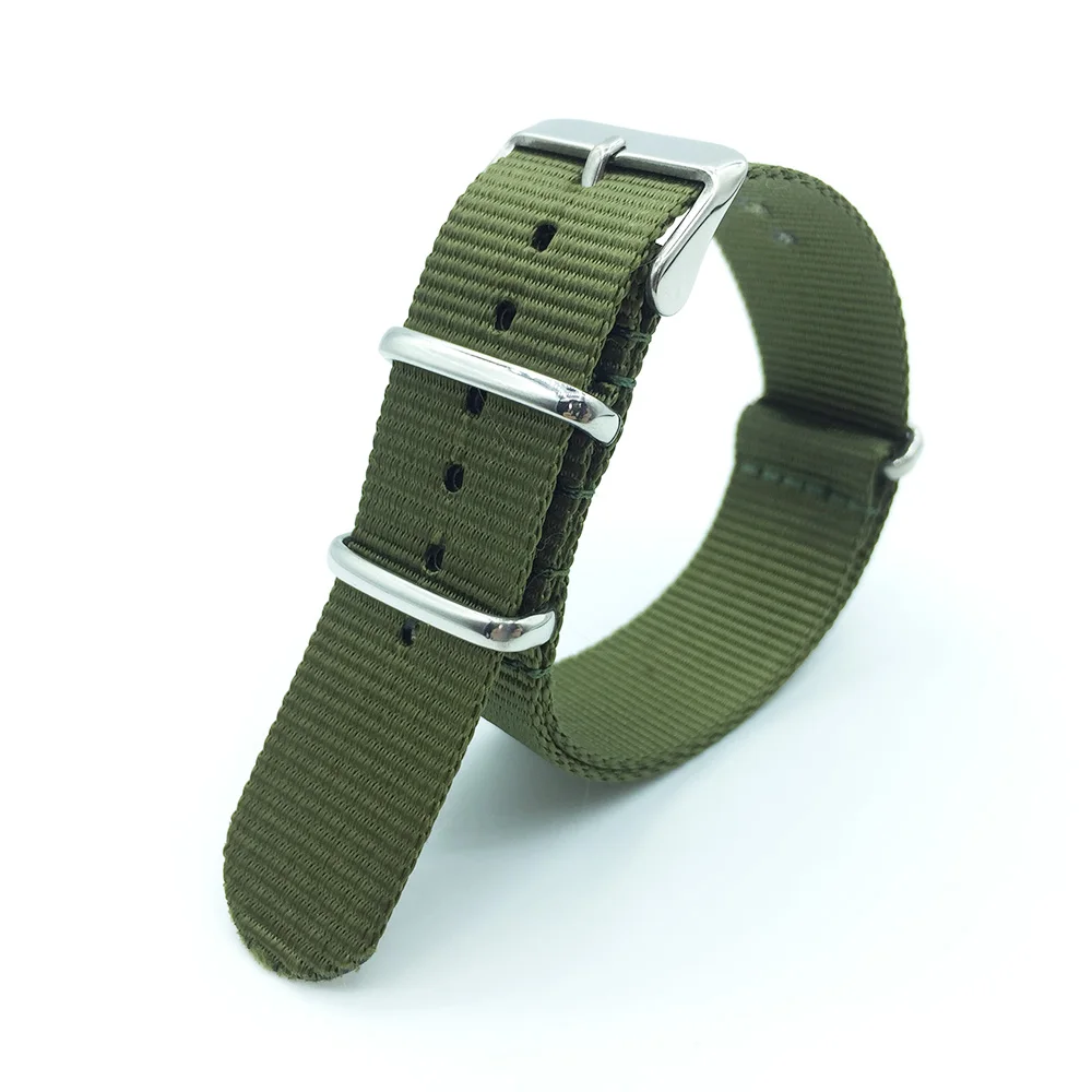 Army Green Nylon NATO Watchband Watch Strap Pin Buckle 18mm 20mm 22mm Striped Replacement Band Watch Accessories Black,Blue,Brown,White - Цвет ремешка: Army Green